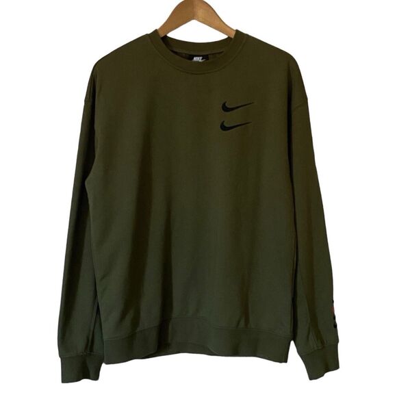Nike Other - Nike Men's Olive Green Sweatshirt Swoosh Logos at Chest Sleeve & Back Size XL